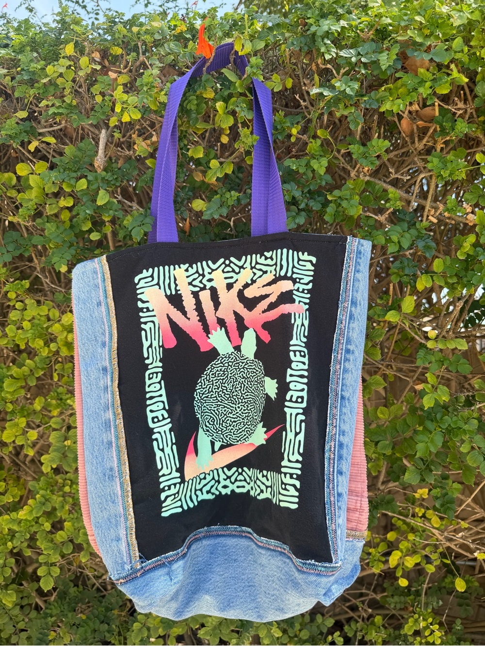 Neon Nike Rush Tote Bag | Handmade